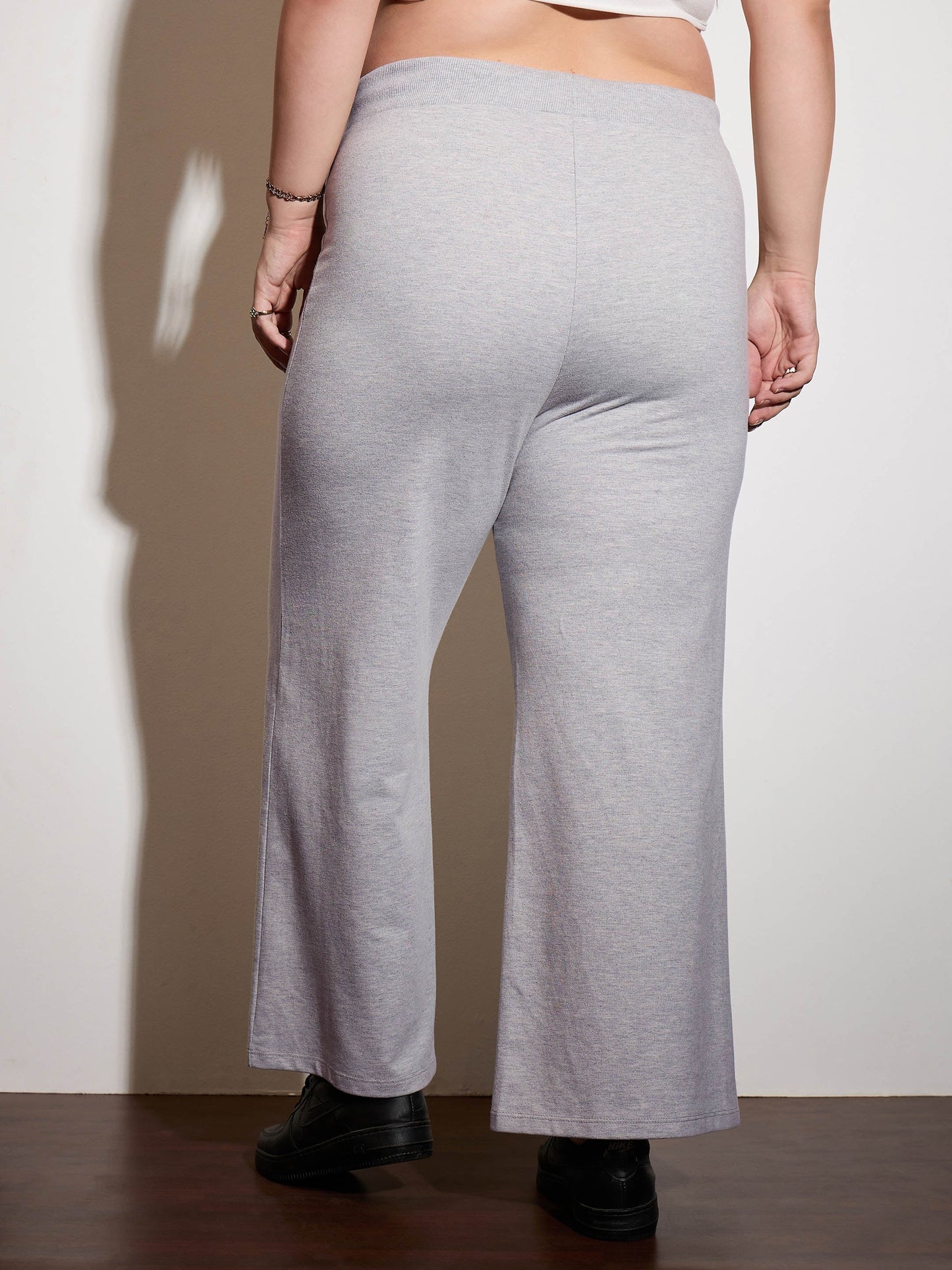 Grey Melange Terry Drawstring Track Pants