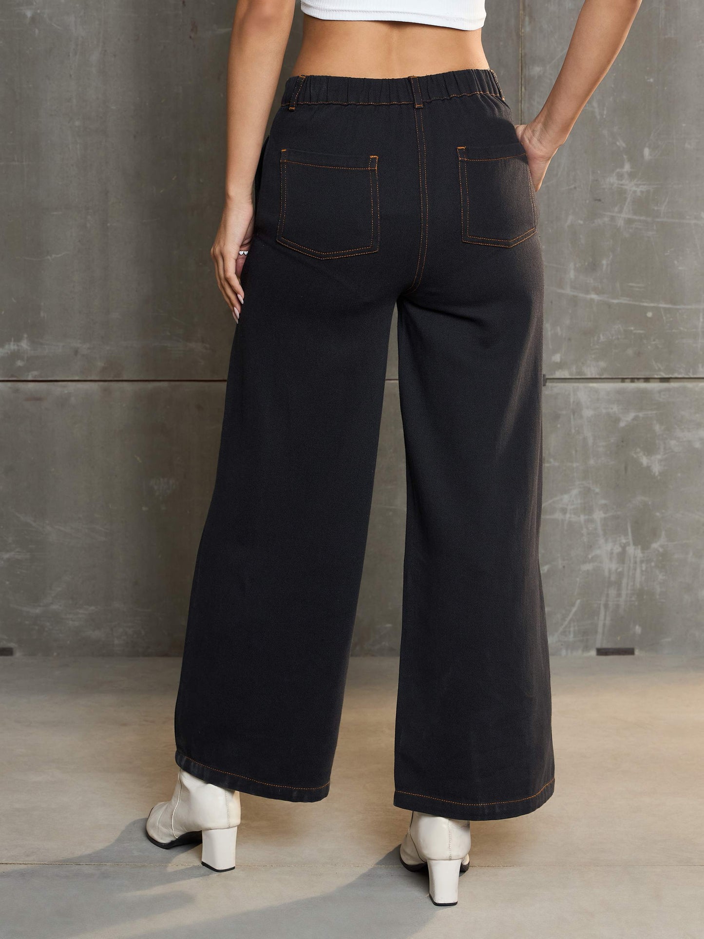 Women Charcoal Denim Flared Pants