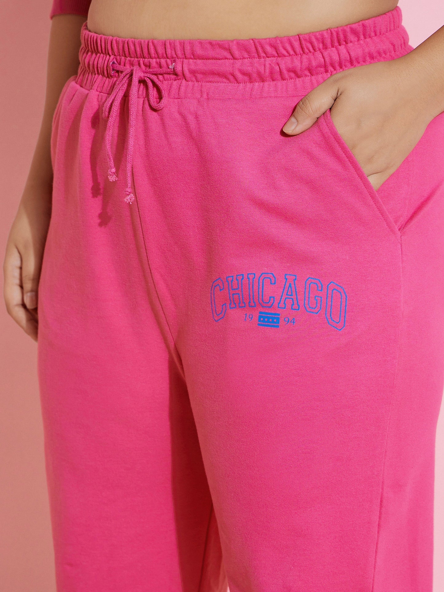 Pink CHICAGO Terry Hoodie With Joggers