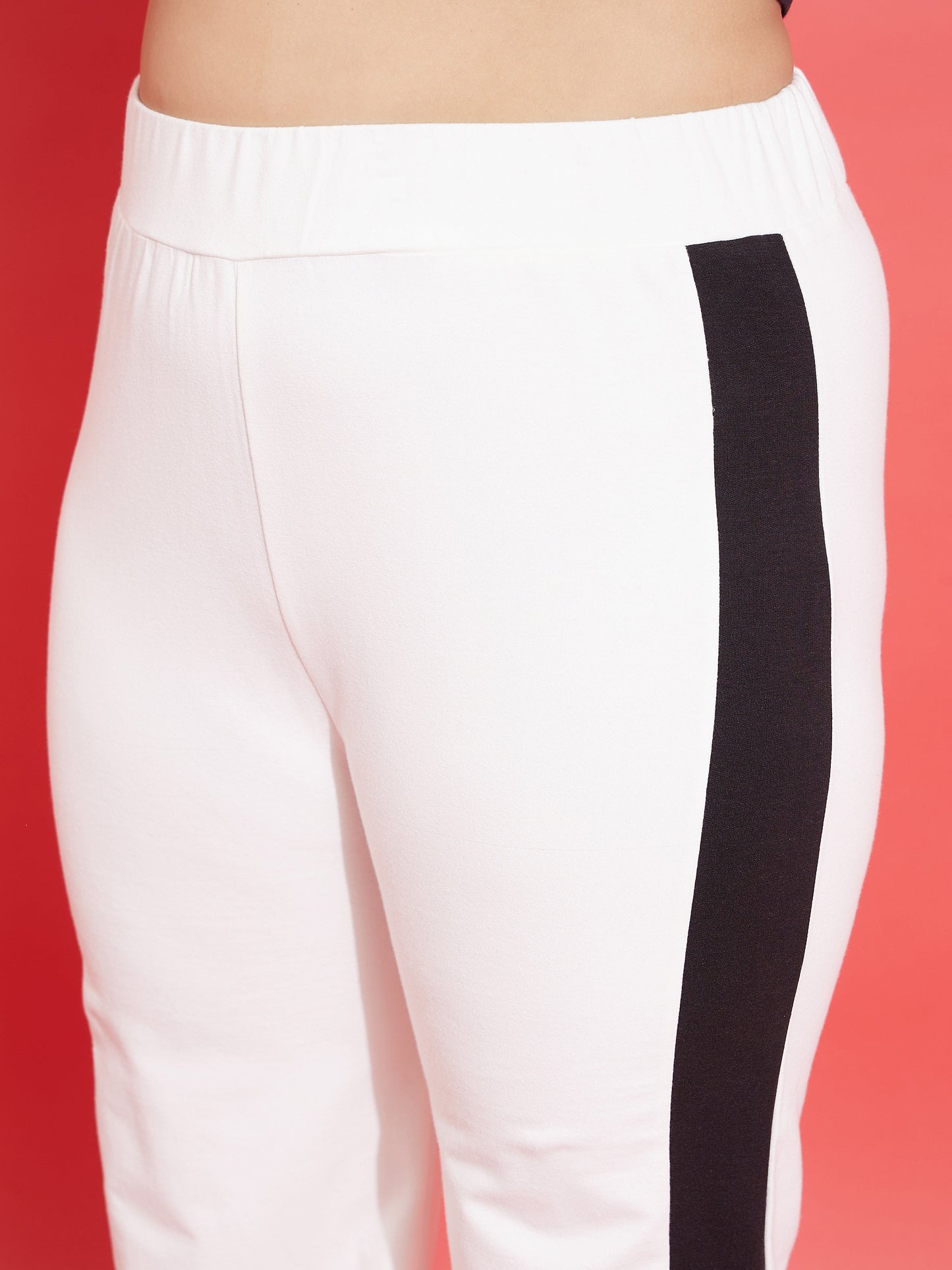 White & Black Terry Zipper Jacket With Track Pants