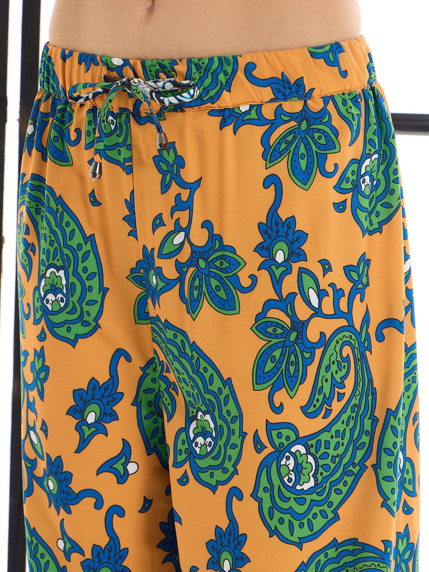 Mustard & Green Paisley Print Lounge Shirt With Pants