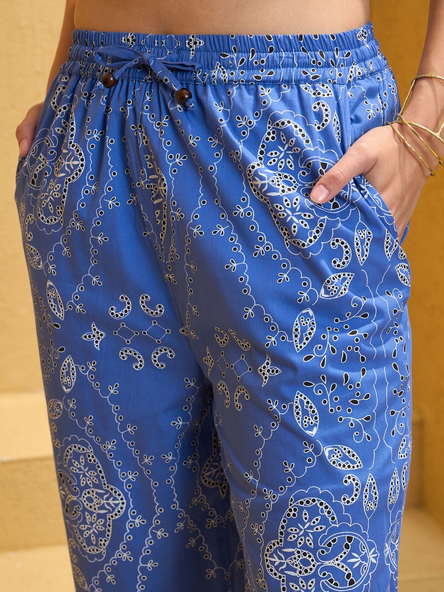 Blue Floral Waistcoat With Pants