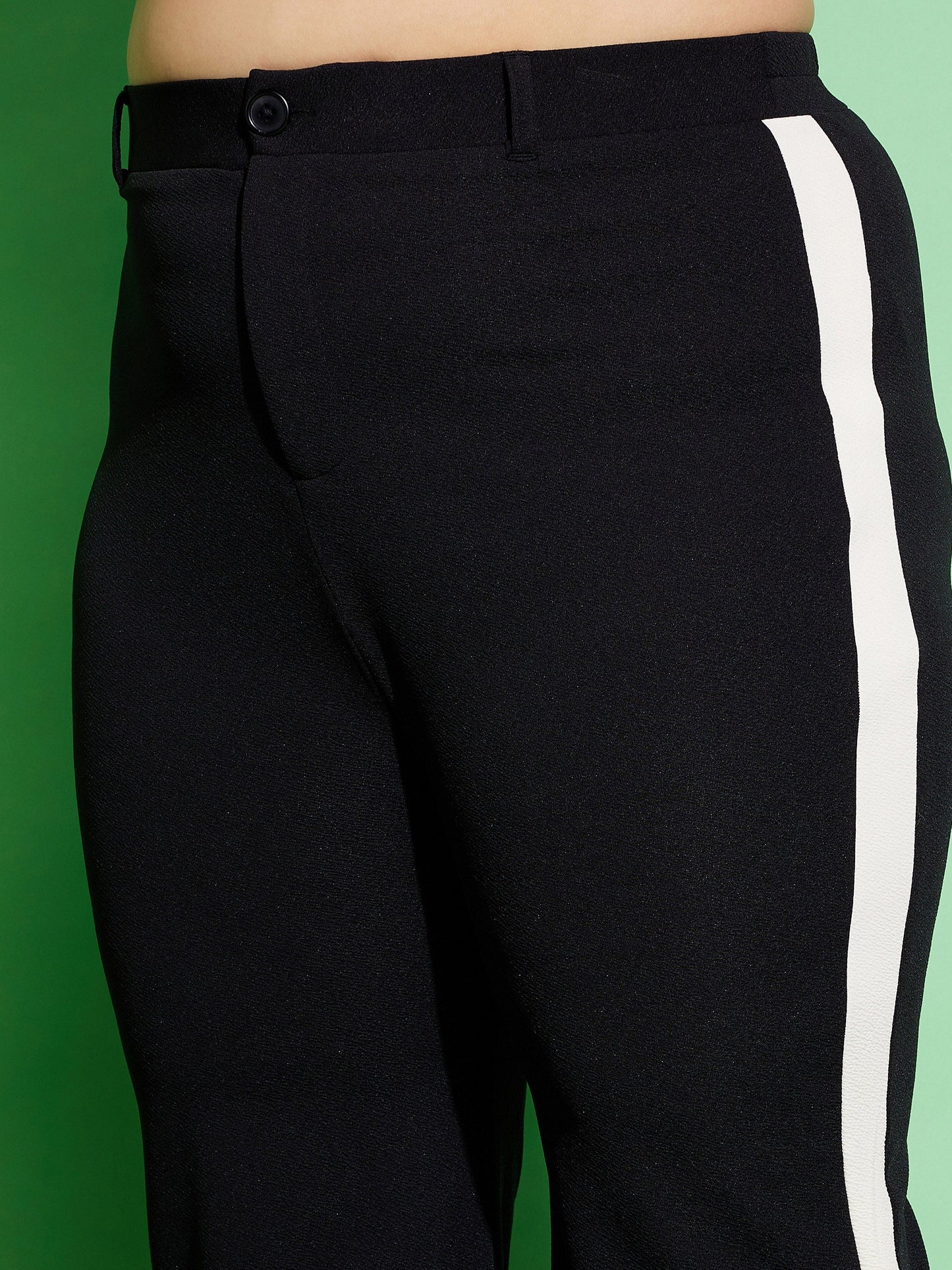 Black Ruched Shirt With Side Tape Pants