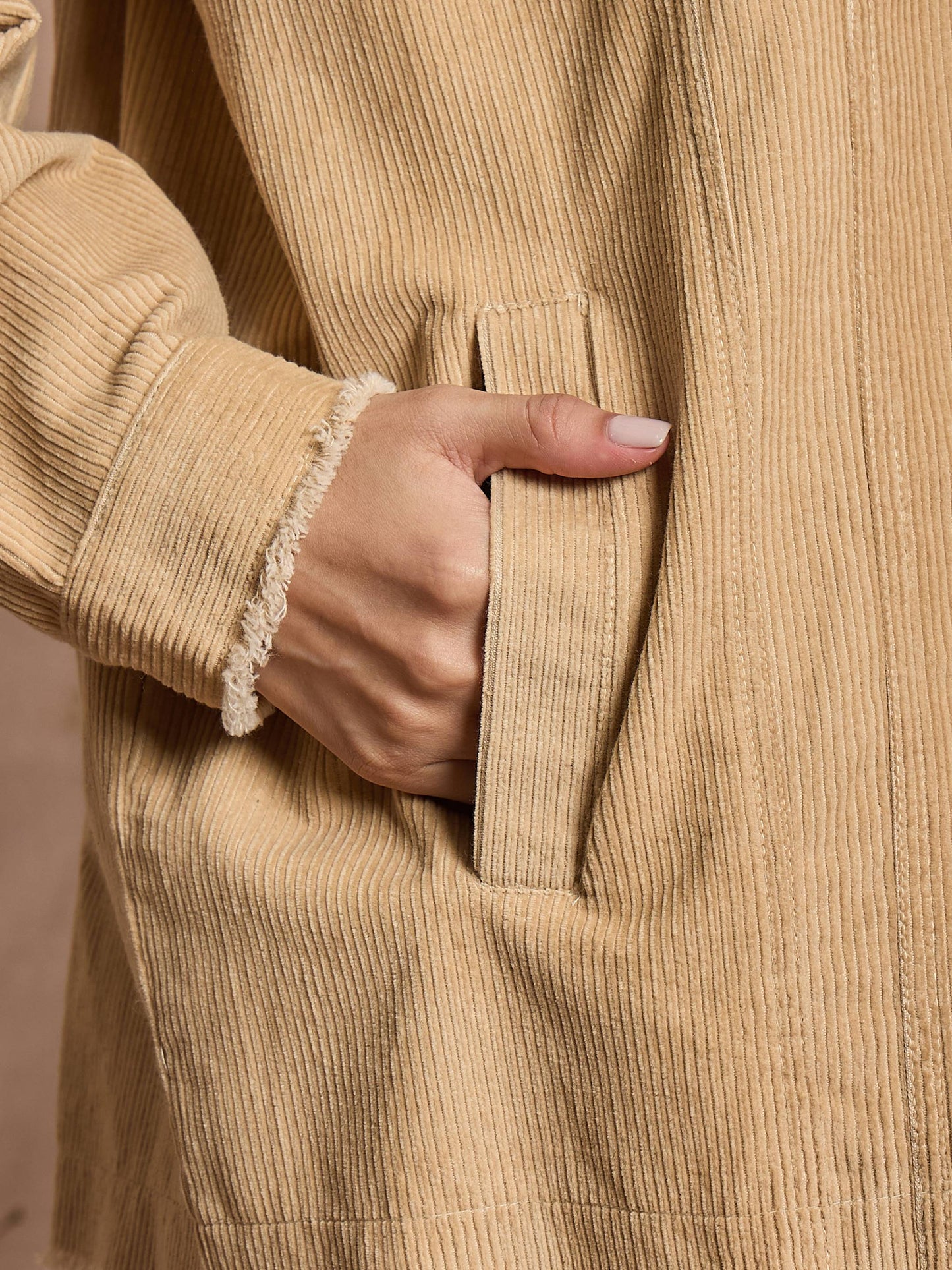 Beige Corduroy Oversize Shacket