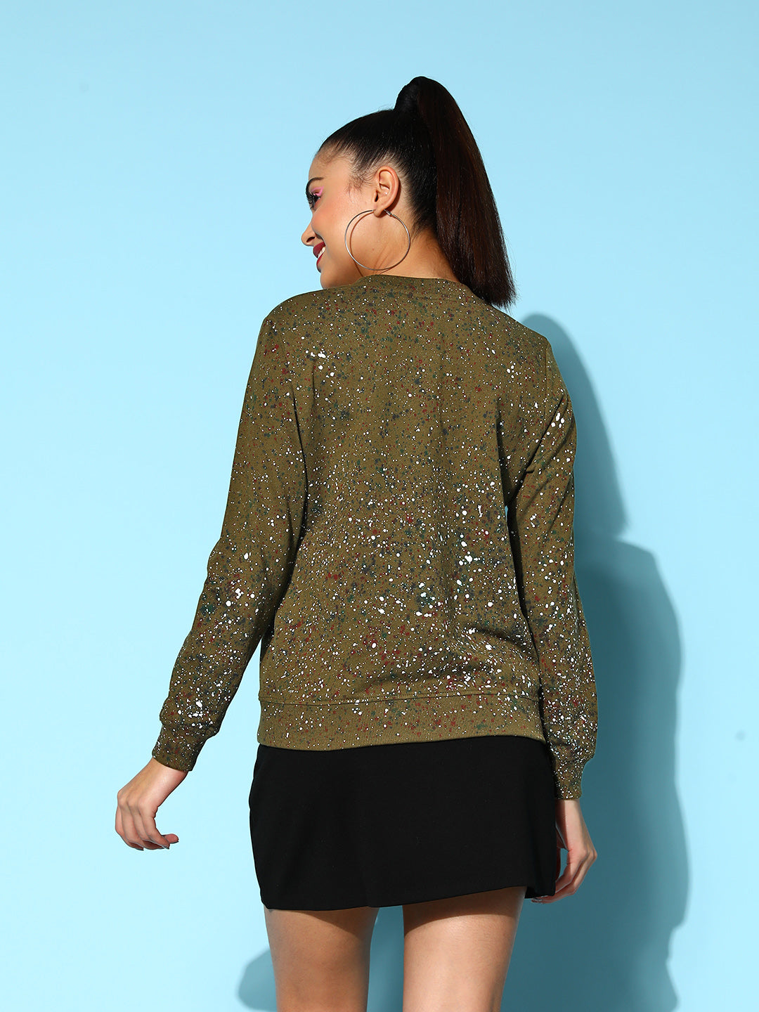 Olive Terry Splatter Paint Sweatshirt
