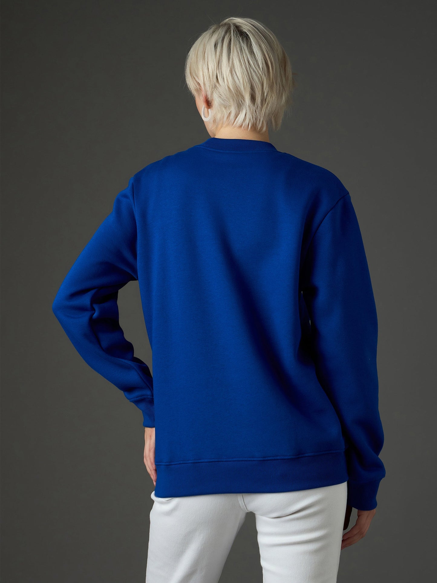 Women Royal Blue Fleece PADEL CLUB Printed Regular Fit Sweatshirt