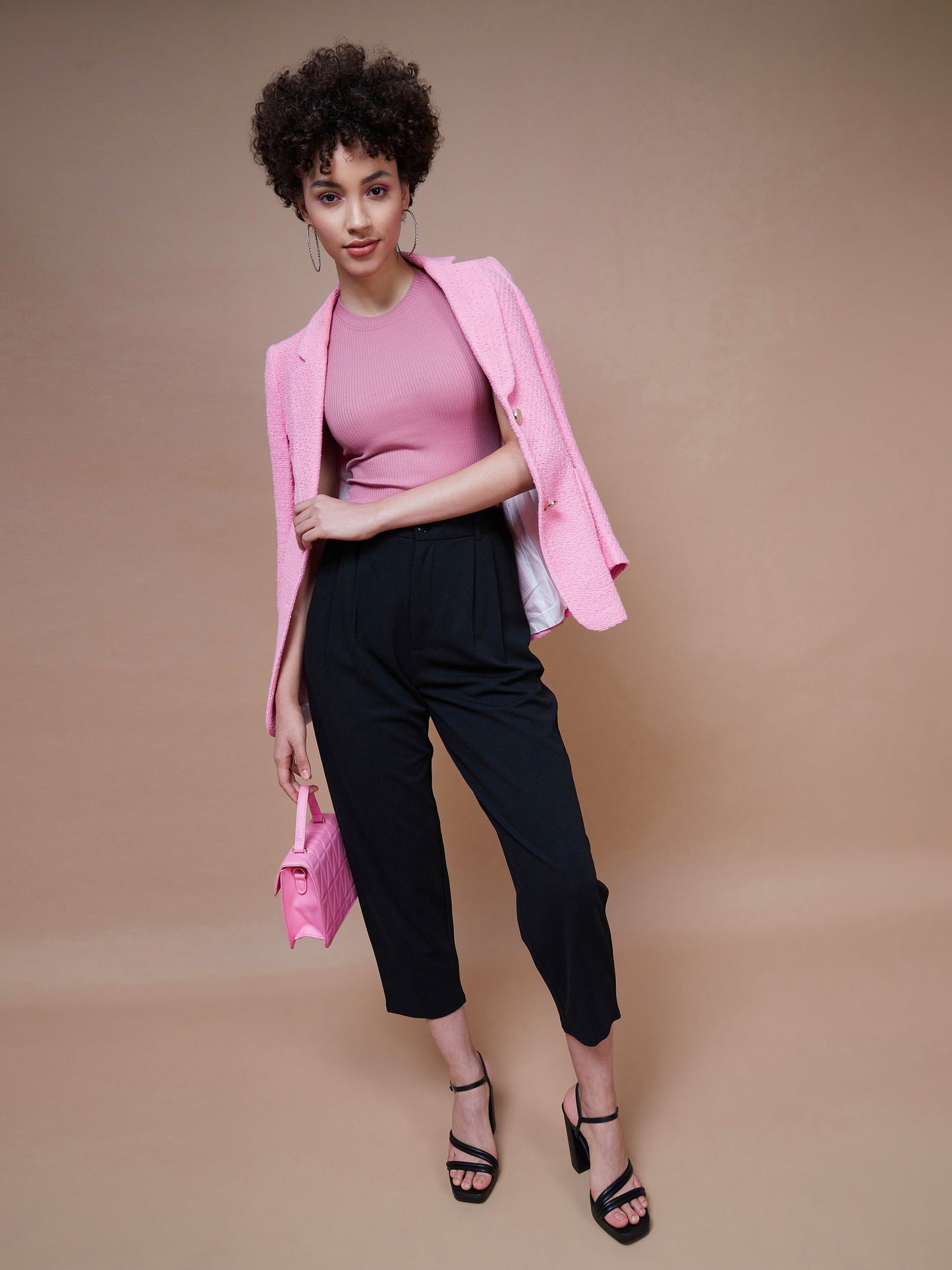 Pink Rib Round Neck Top