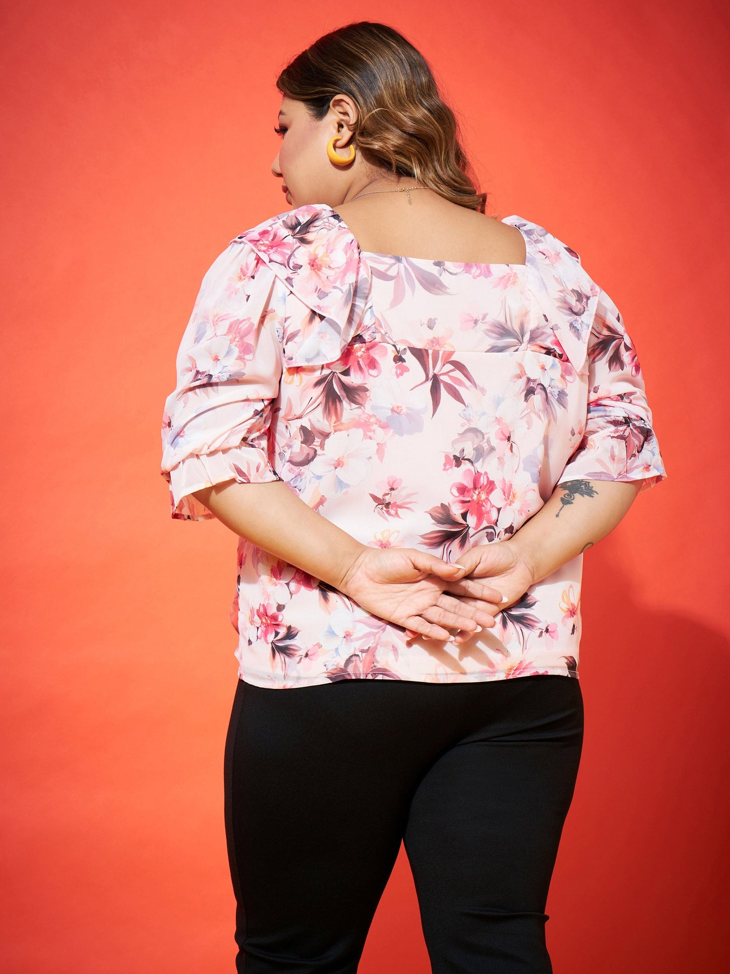 Pink Floral Frill Top