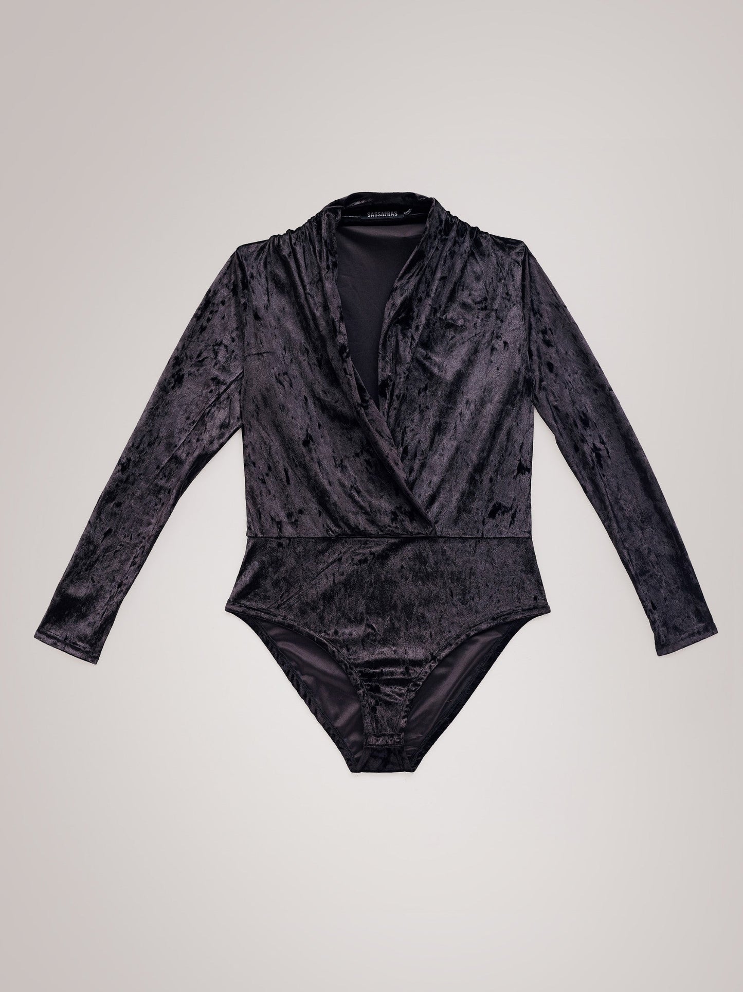 Black Velvet Front Wrap Bodysuit