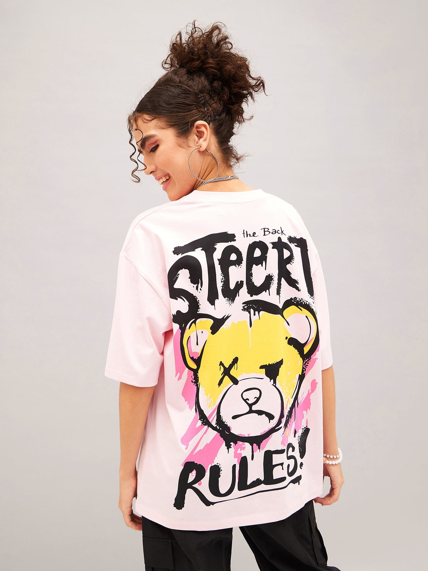 Pastel Pink Street Rules Oversized T-shirt