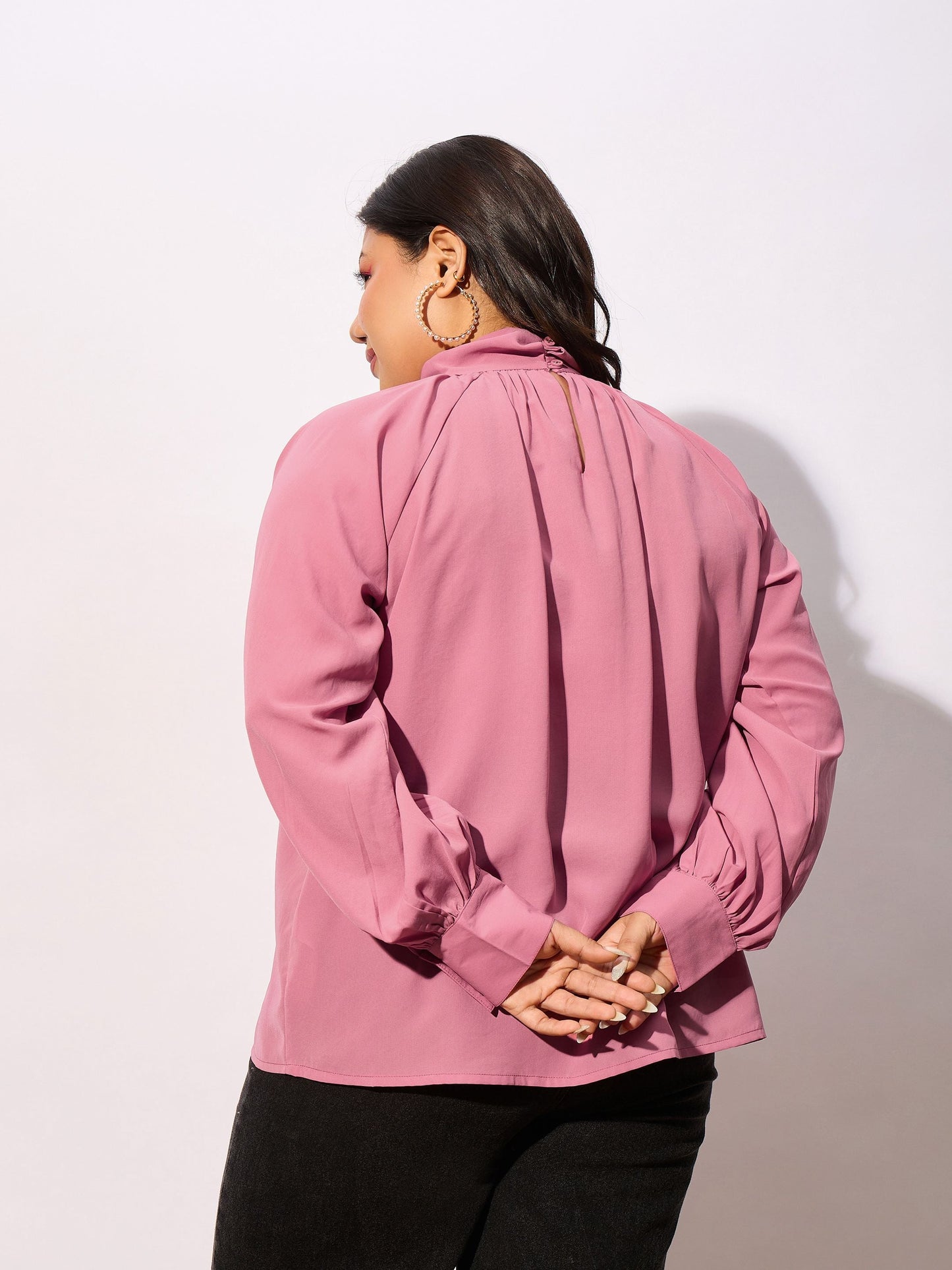 Onion Pink Front Twisted Detail Top