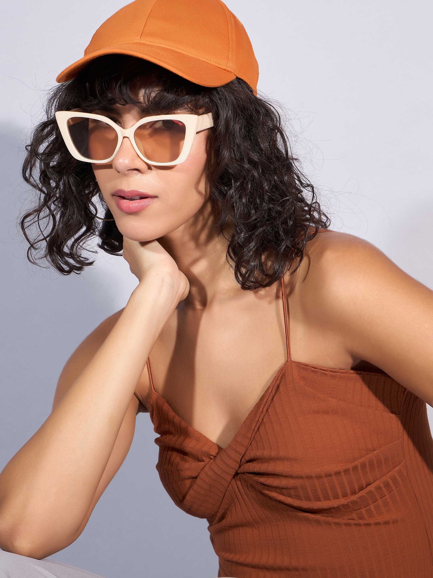 Brown Rib Front Twist Bodysuit