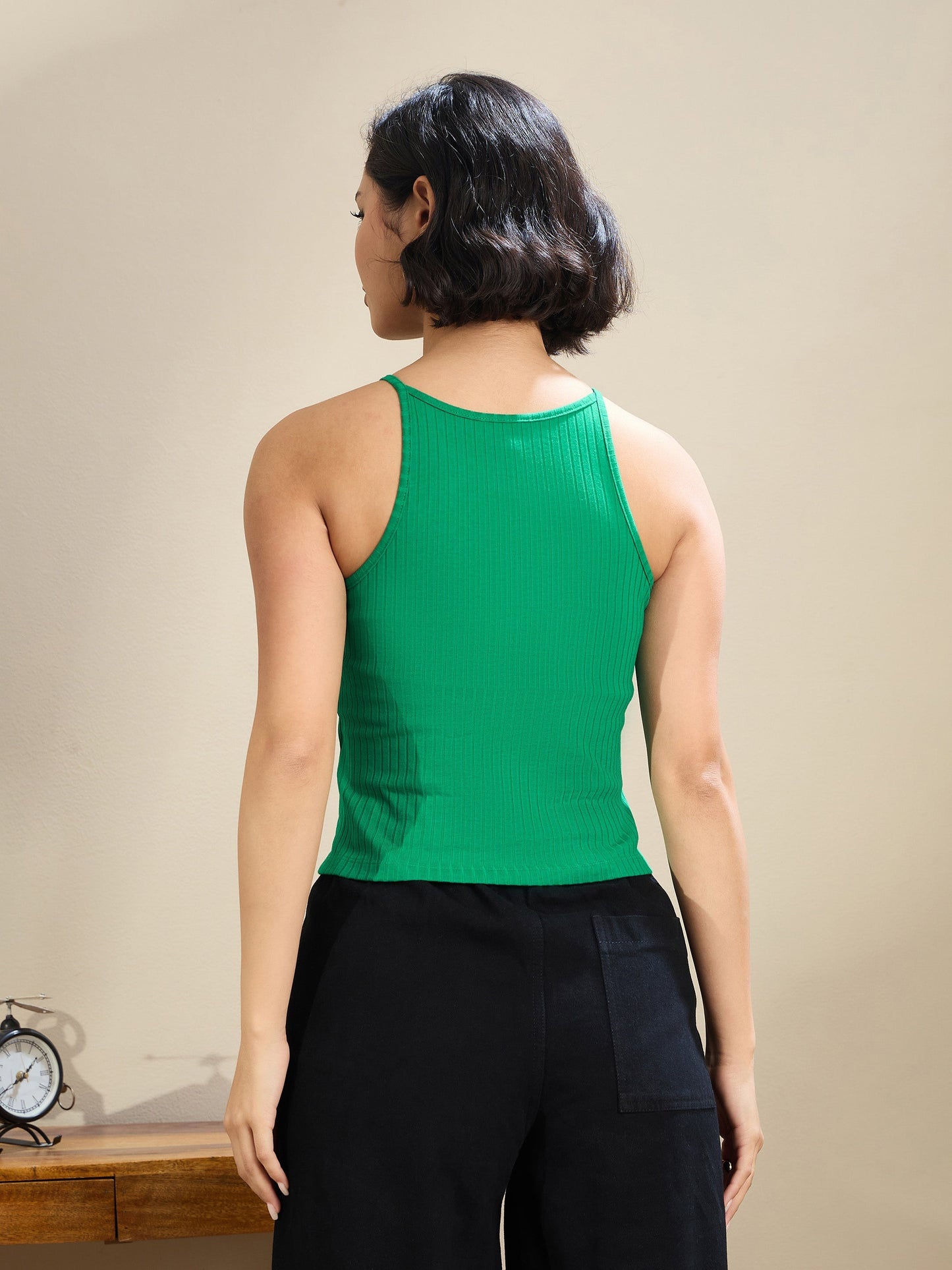 Green Rib Box Back Top
