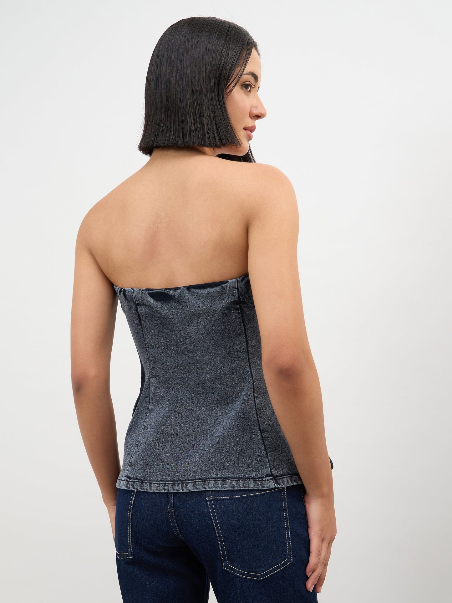 Black Colour Blocking Tube Top