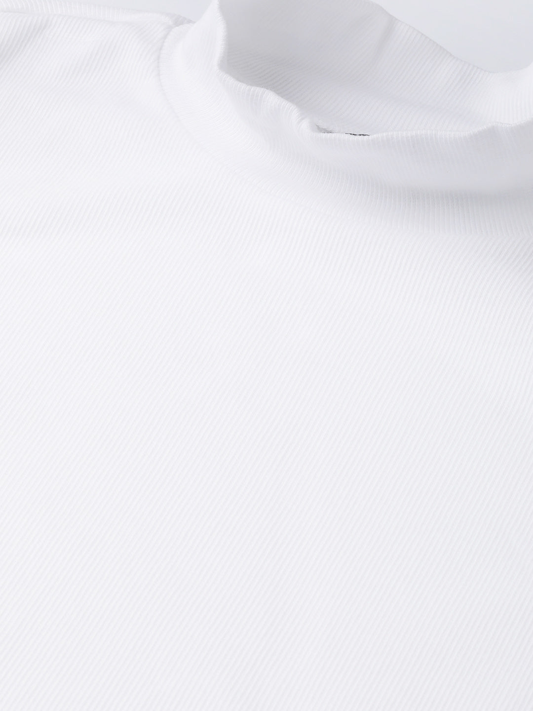 White Rib Turtle Neck Crop Top