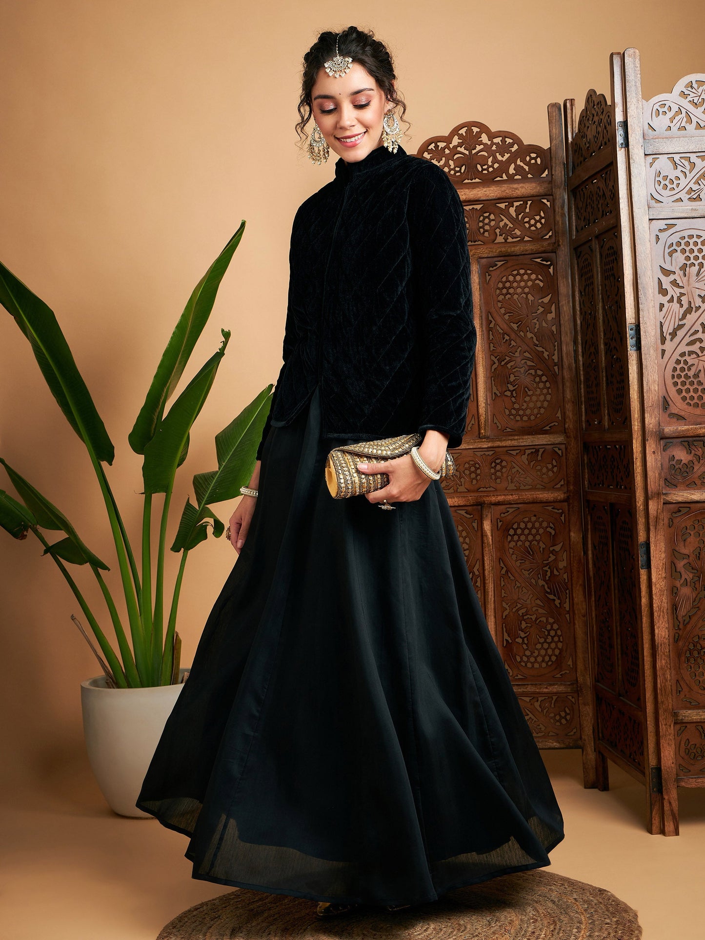 Black Velvet Quilted Jacket