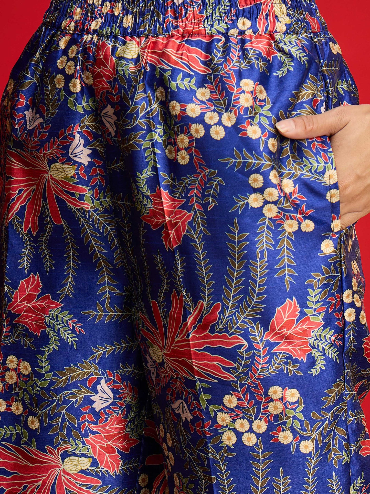 Navy Floral Blazer With Tapered Pants