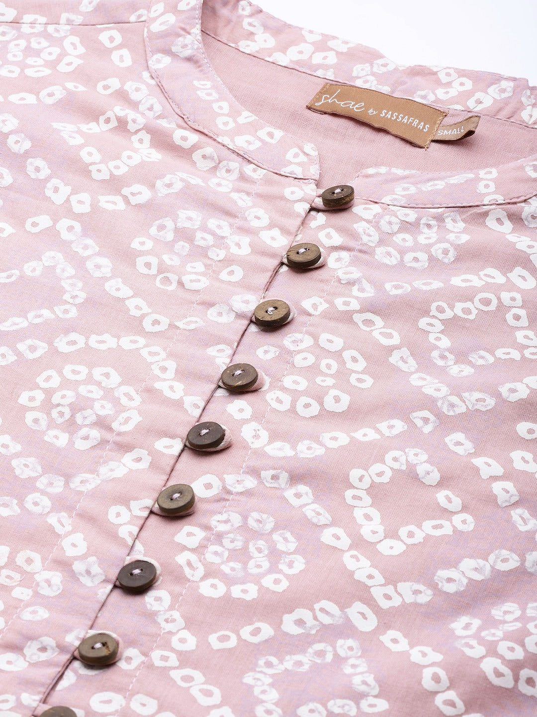 Women Mauve Bandha Front Button Gathered Top