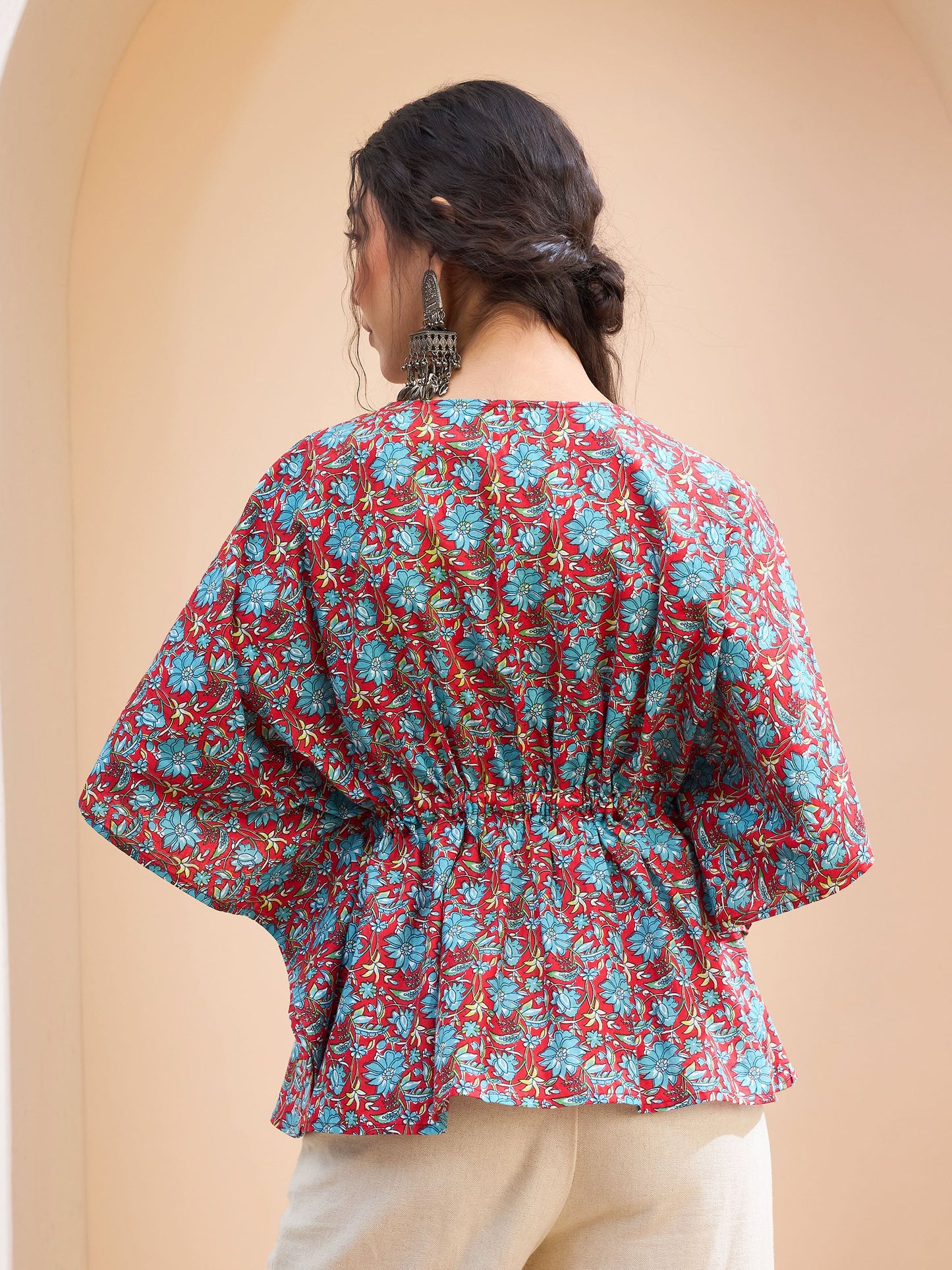 Red Floral Kaftan Kurti