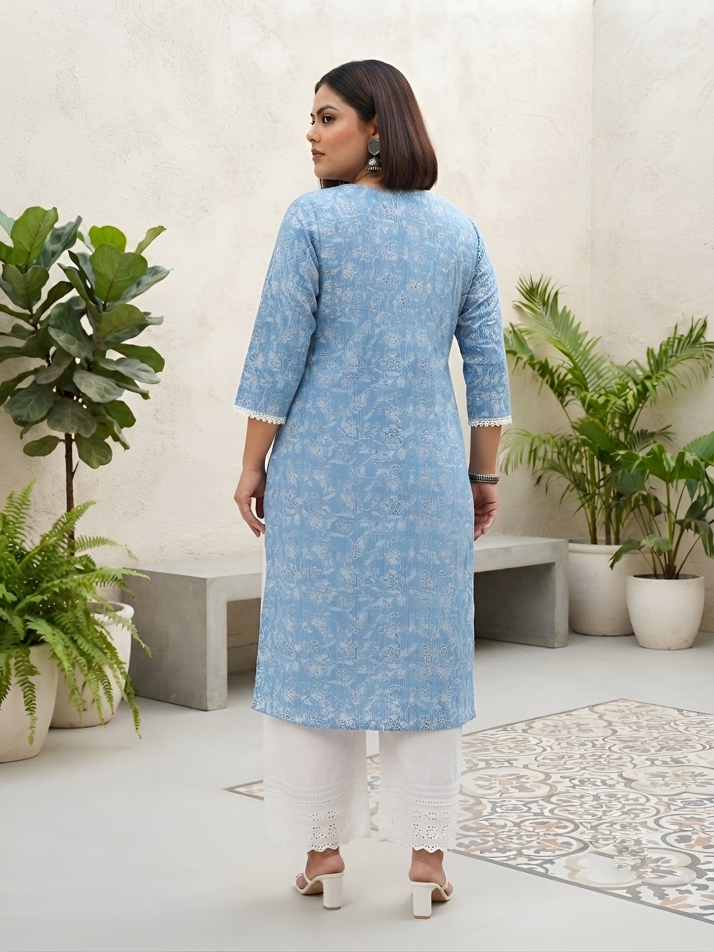 Plus Size Printed Straight Kurta