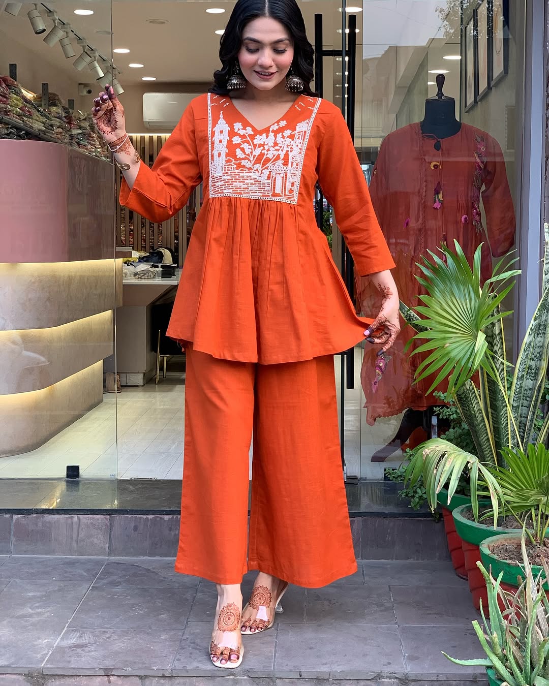 Orange Embellished Co-Ord Sets