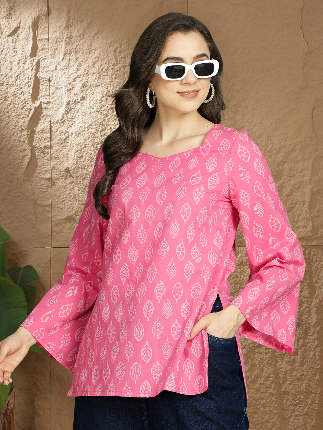 Printed Cotton Long Sleeves Top