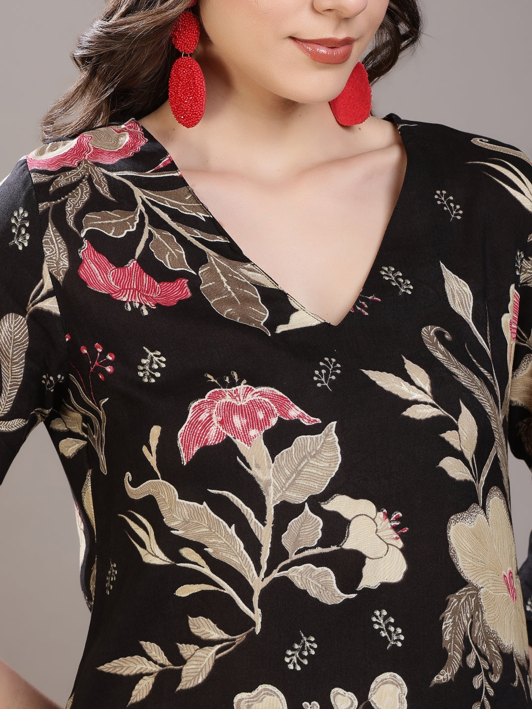 Printed Viscose Rayon Straight Kurta Set