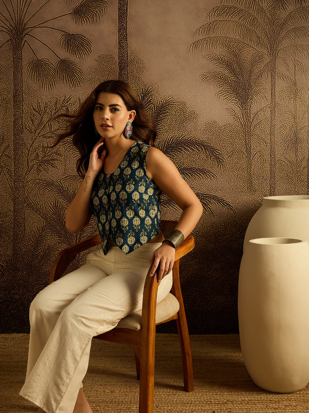 Ethnic Motif Cotton Flex Vest Top