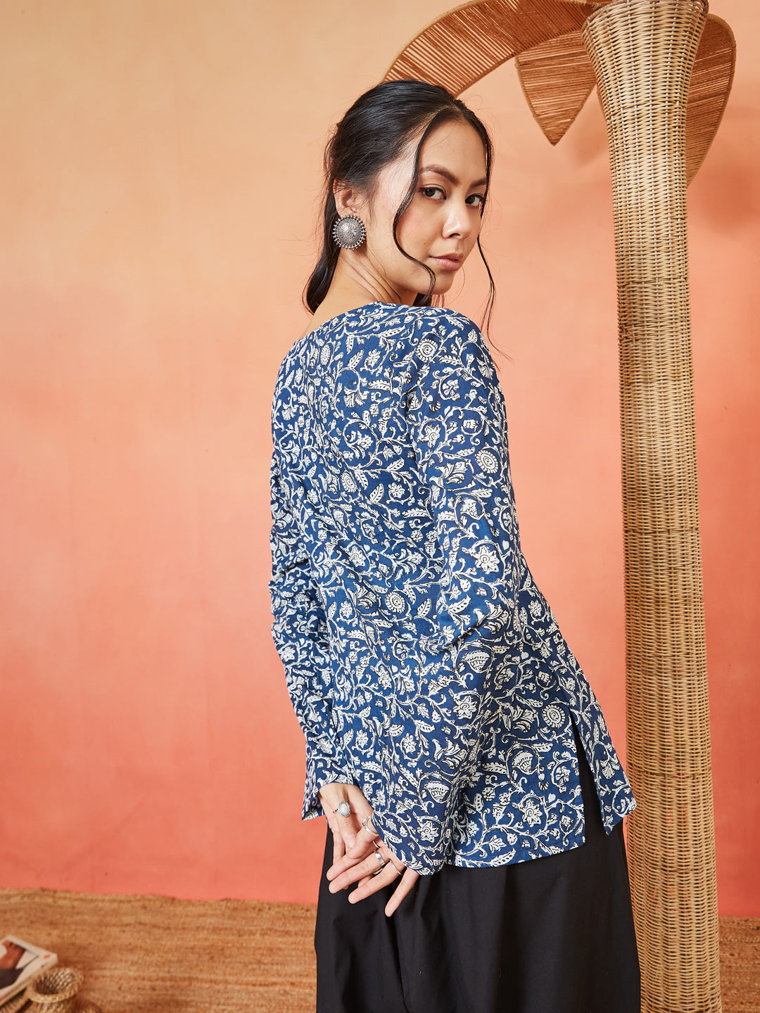 Women's Floral Printed Cotton Straight Top