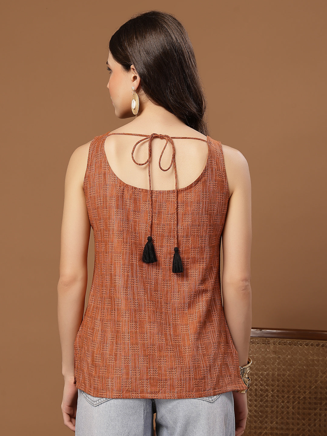 Woven Design Cotton Straight Top