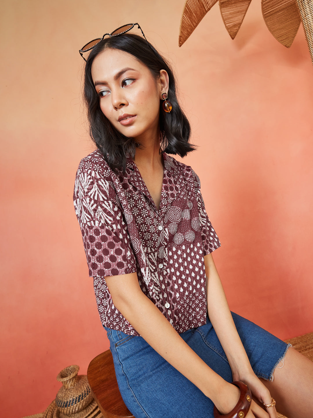 Women's Geometric Printed Katha Cotton Vest Top