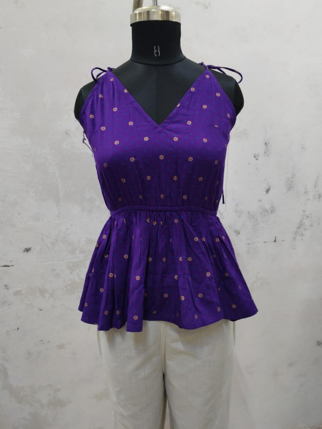 Voil Printed Rayon Short Peplum Top