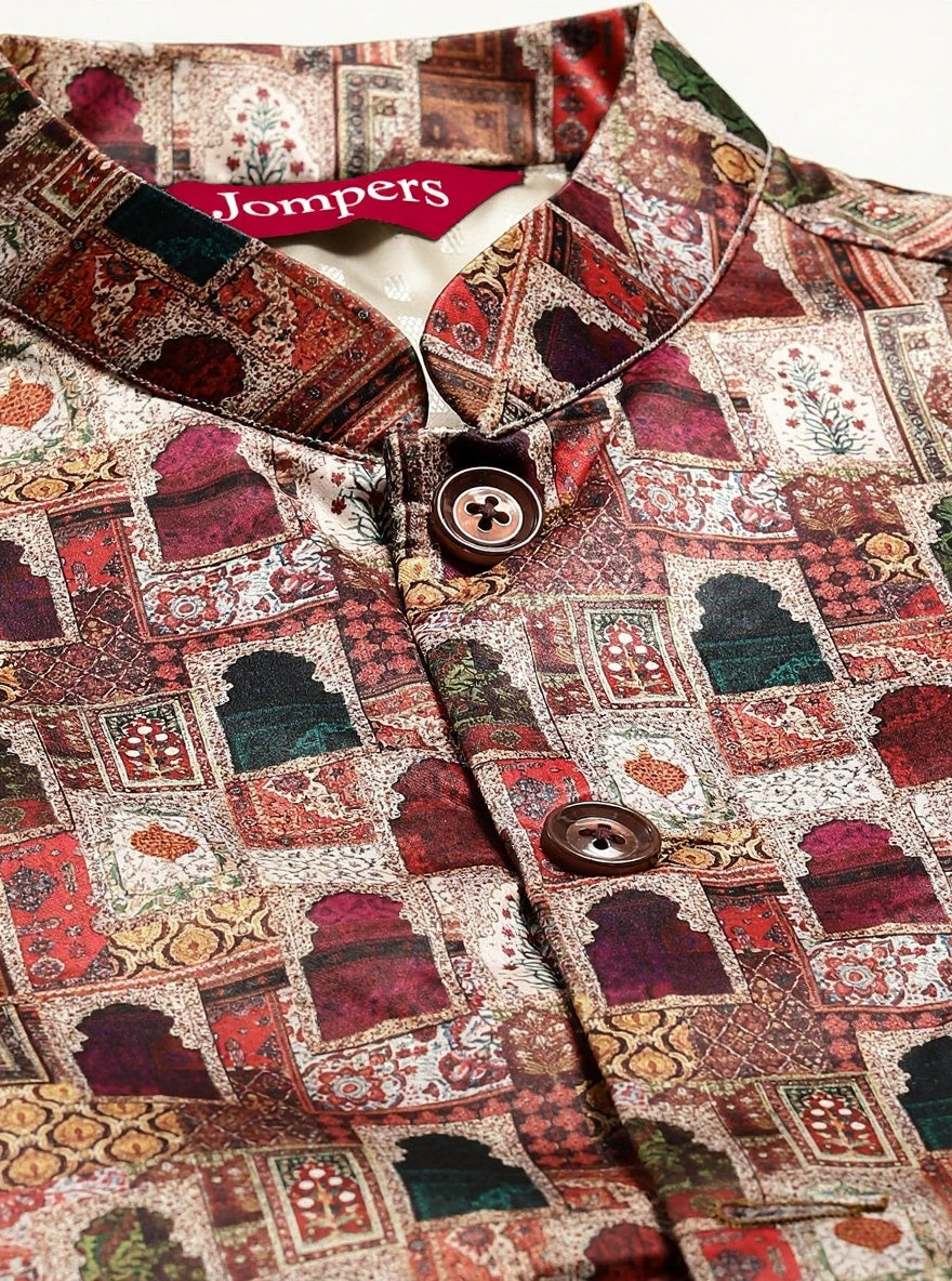 Silk Blend Ethnic Wear Nehru Jacket