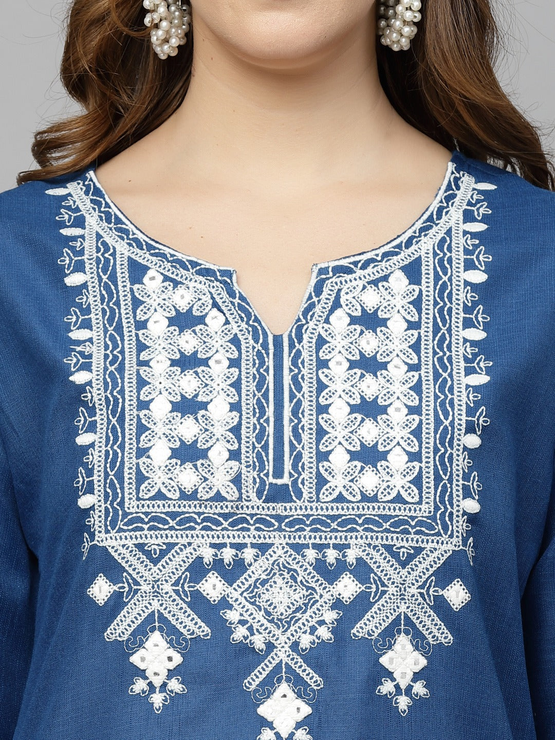 Embroidered Cotton Blend Straight Kurta Pant Dupatta Set (Pre-Order)