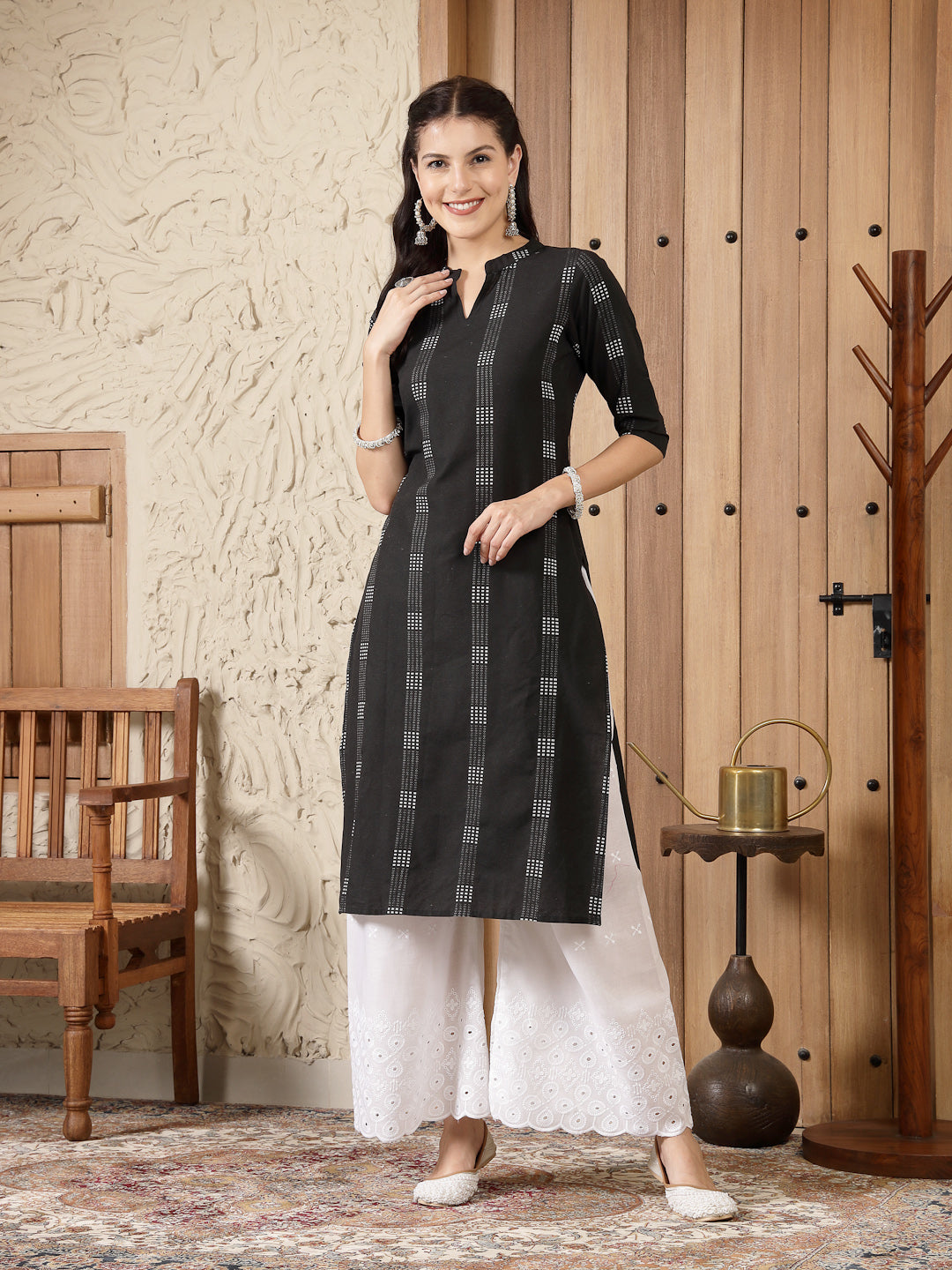 Self Designed Cotton Blend Straight Kurta (Pre-Order)