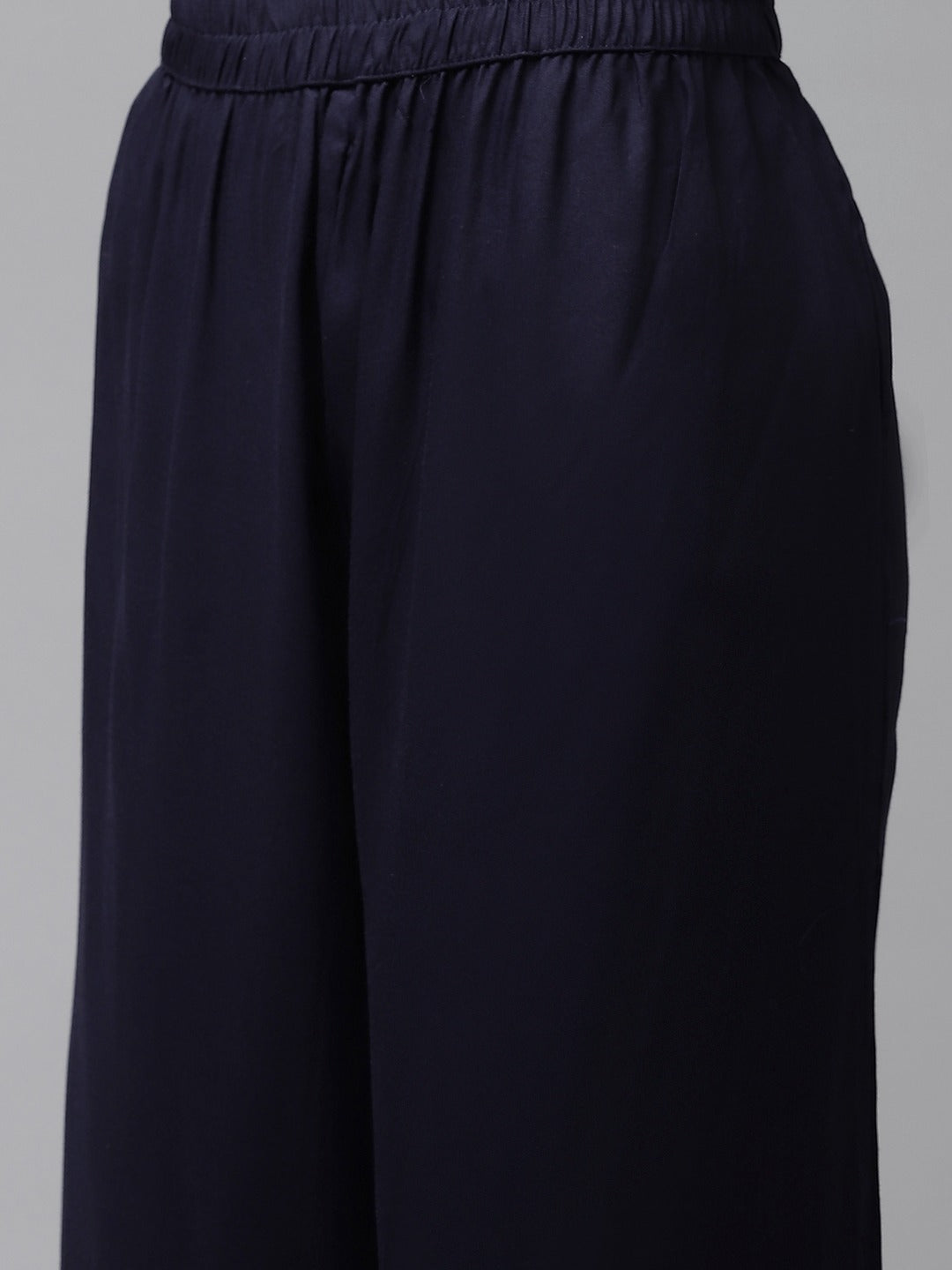 Beige & Navy Blue Printed Pure Cotton Kurta With Palazzos & Dupatta