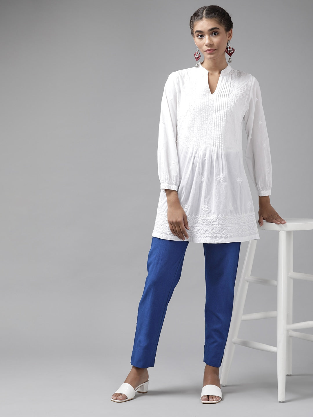 Blue Cotton Fit Trousers