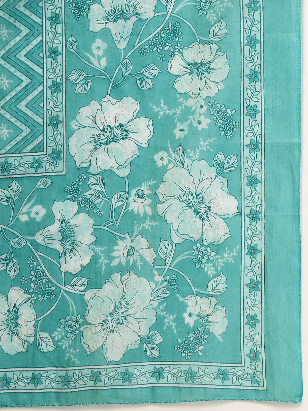 Blue Embroidered Straight Kurta Trouser And Dupatta Set