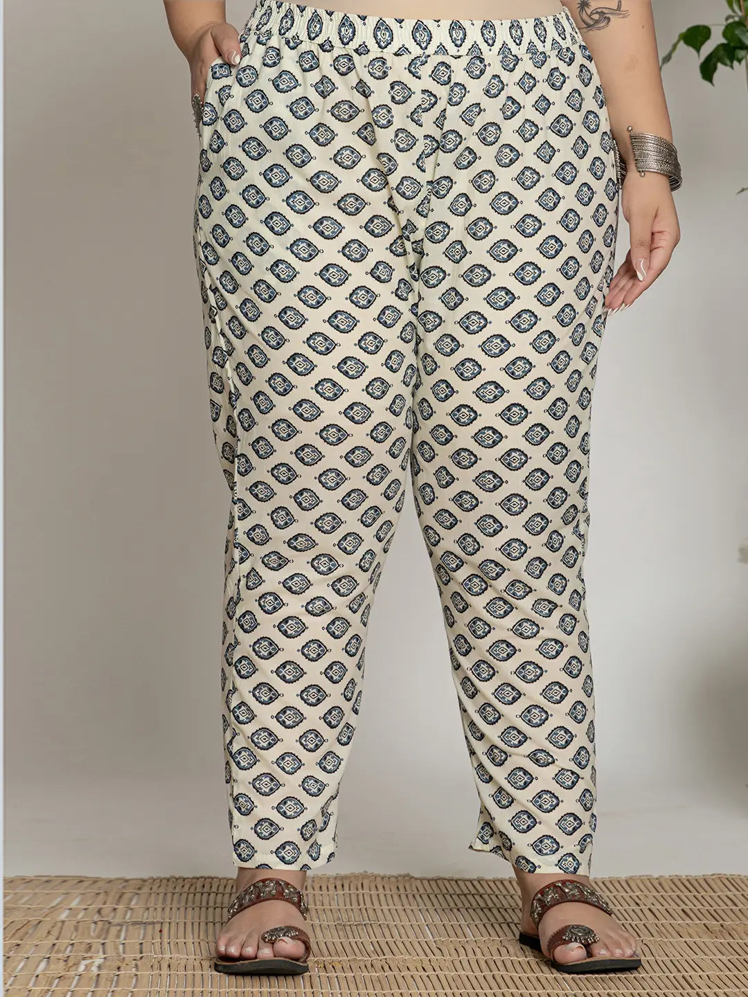 Cotton Black Printed Plus Size Kurta Dupatta Set