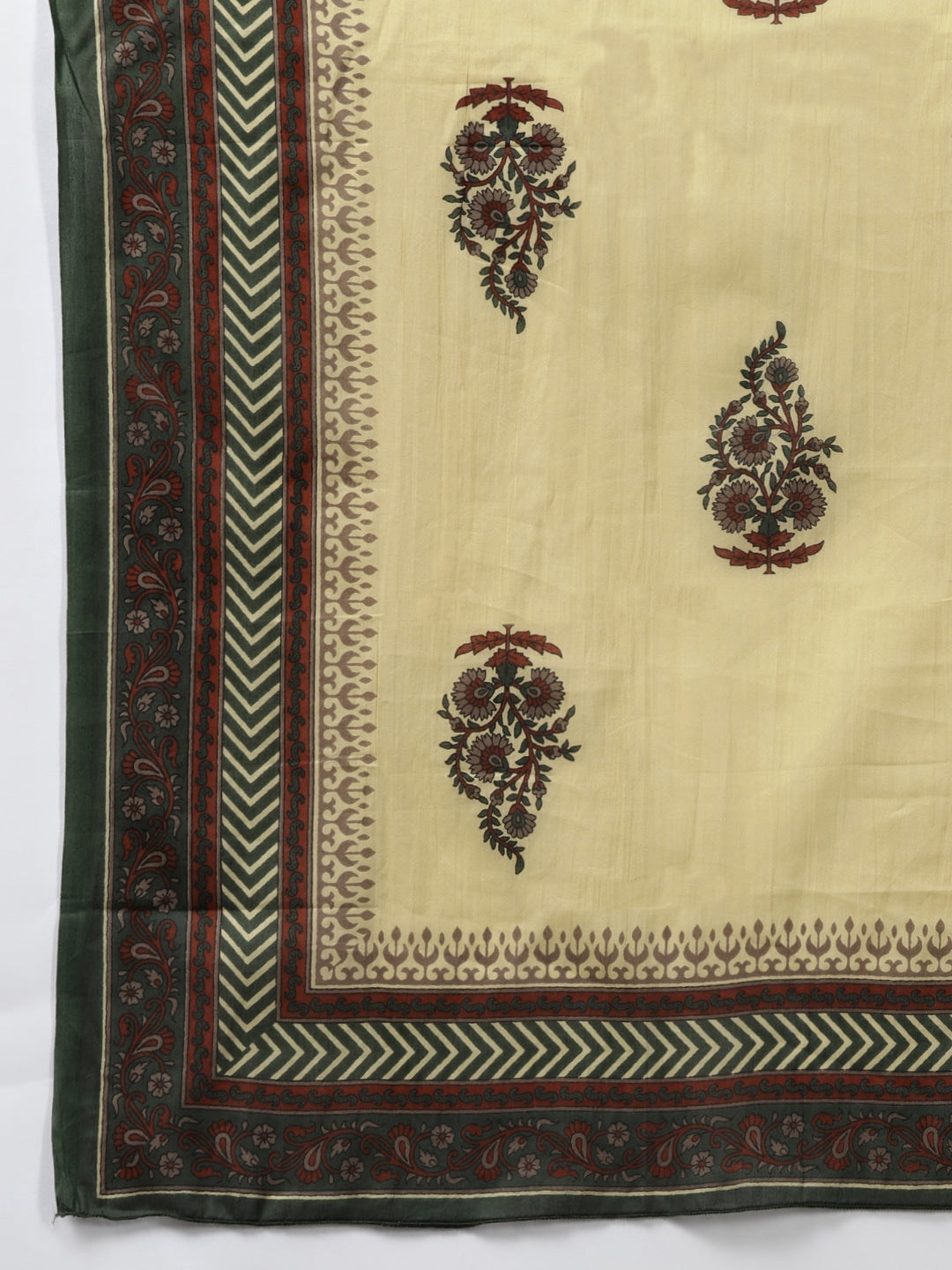 Green & Beige Printed Dupatta Set