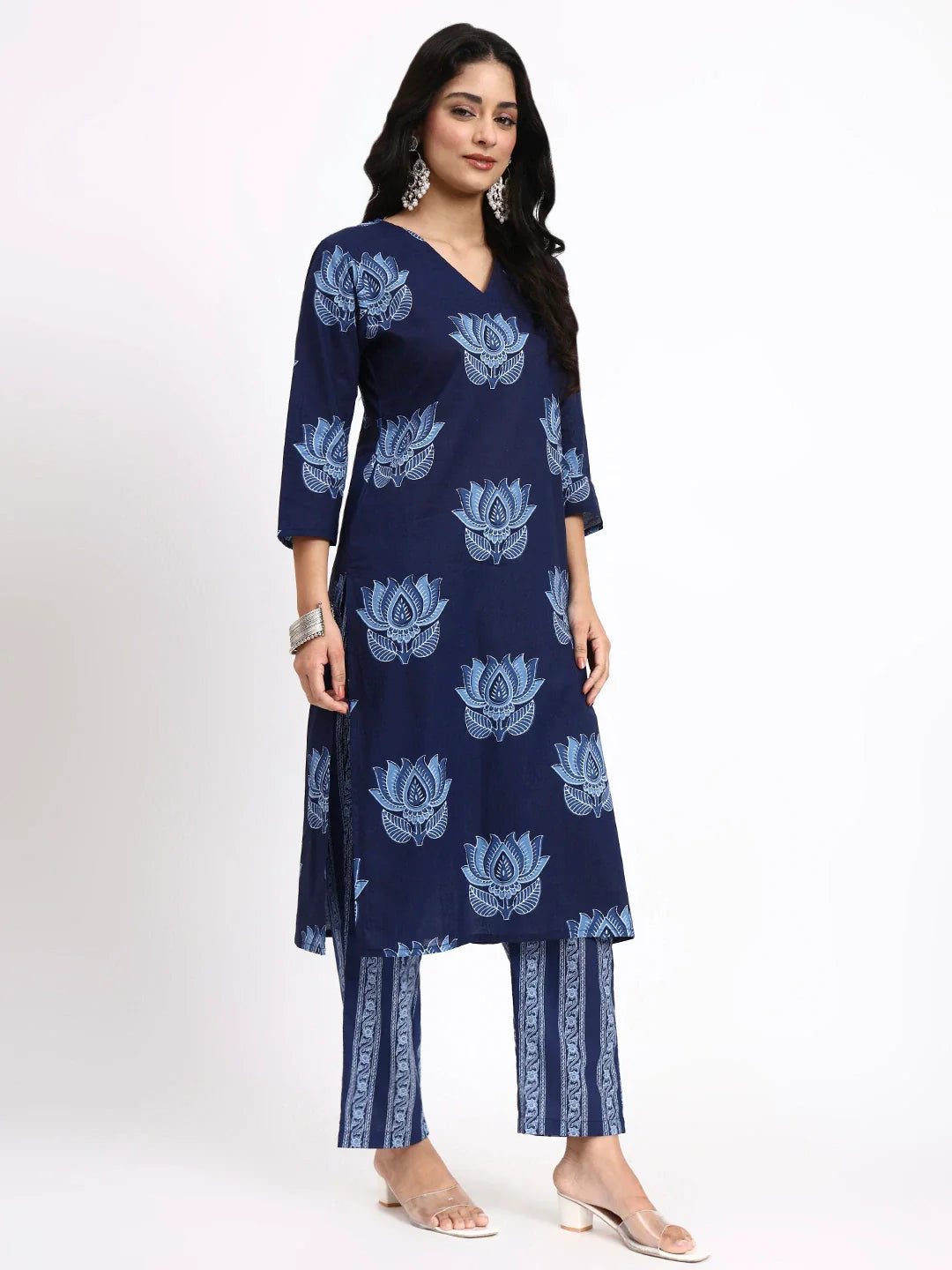 Cotton Straight Kurta Pant Dupatta Set