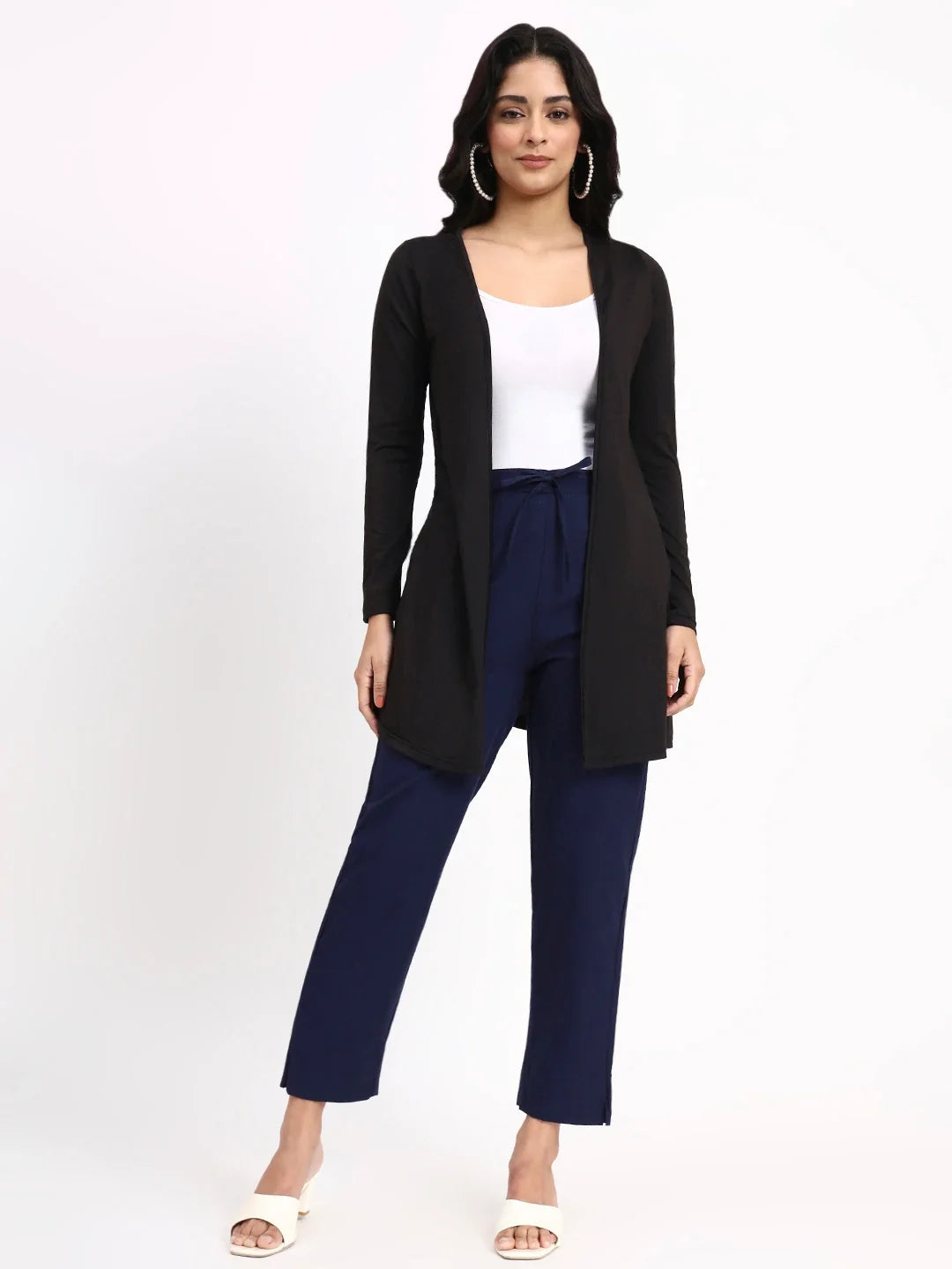 Mid-Rise Ankle-Length Regular Fit Poplin Pants