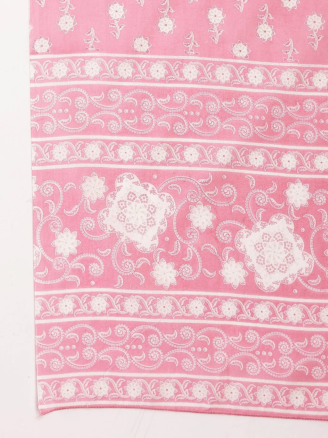 Pink Ethnic Motifs Print Straight Kurta Trouser Dupatta Set