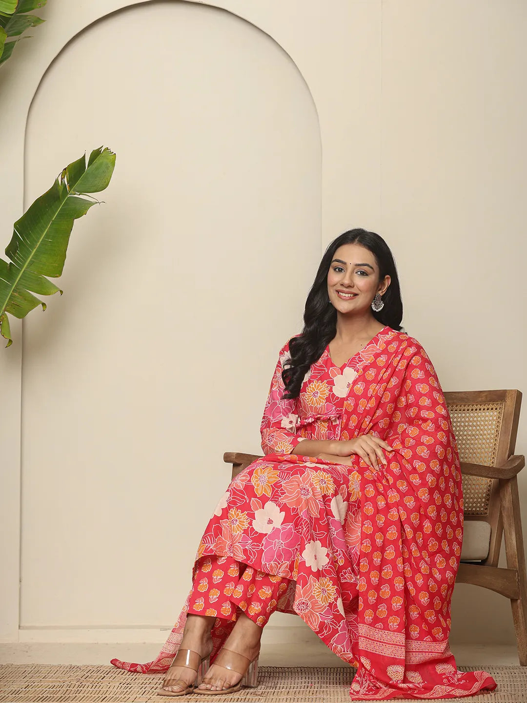 Pure Cotton Pink Maternity Kurta Set