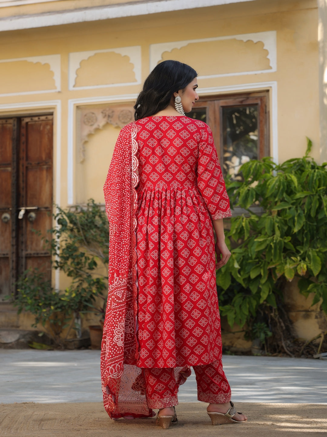 Red Rayon Kurta Set