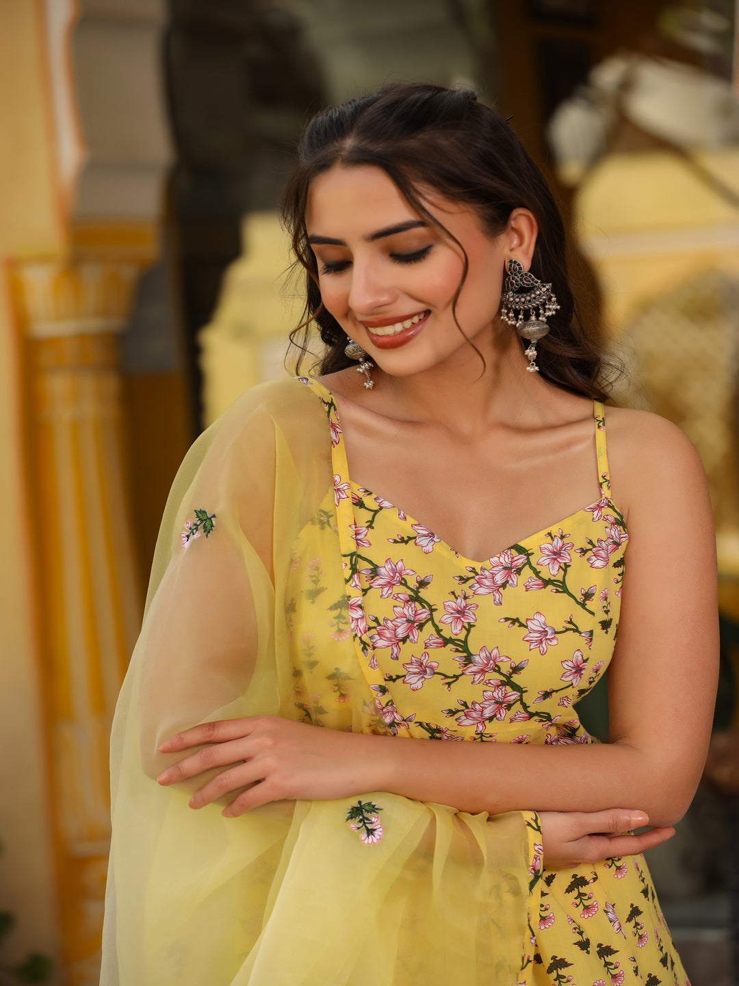 Yellow Printed Cotton Sharara Set