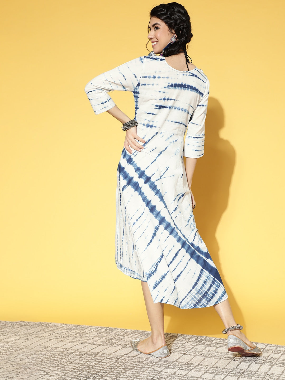 White & Blue Tie Dyed Dress