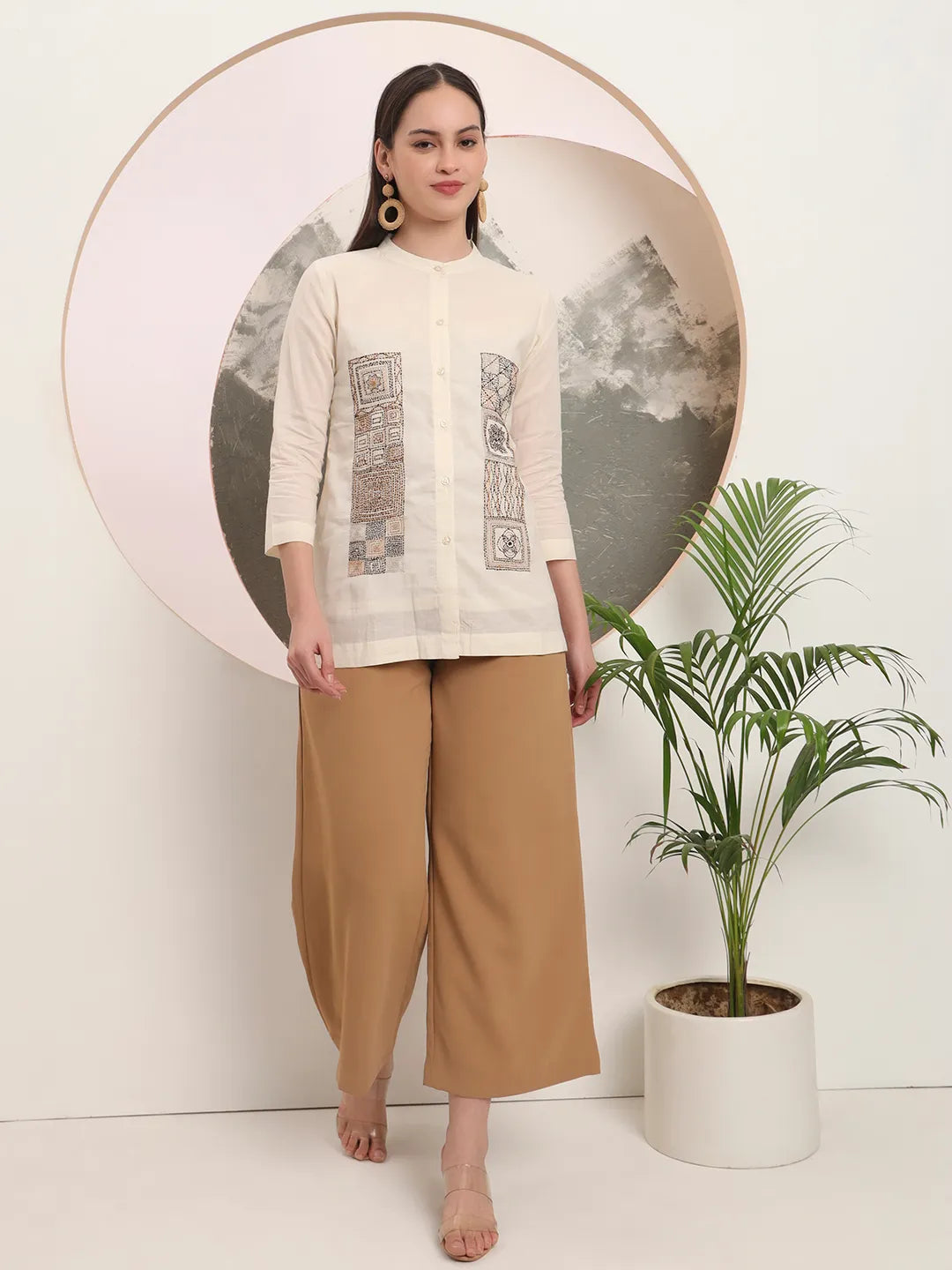 White Pure Cotton Top With Embroidery