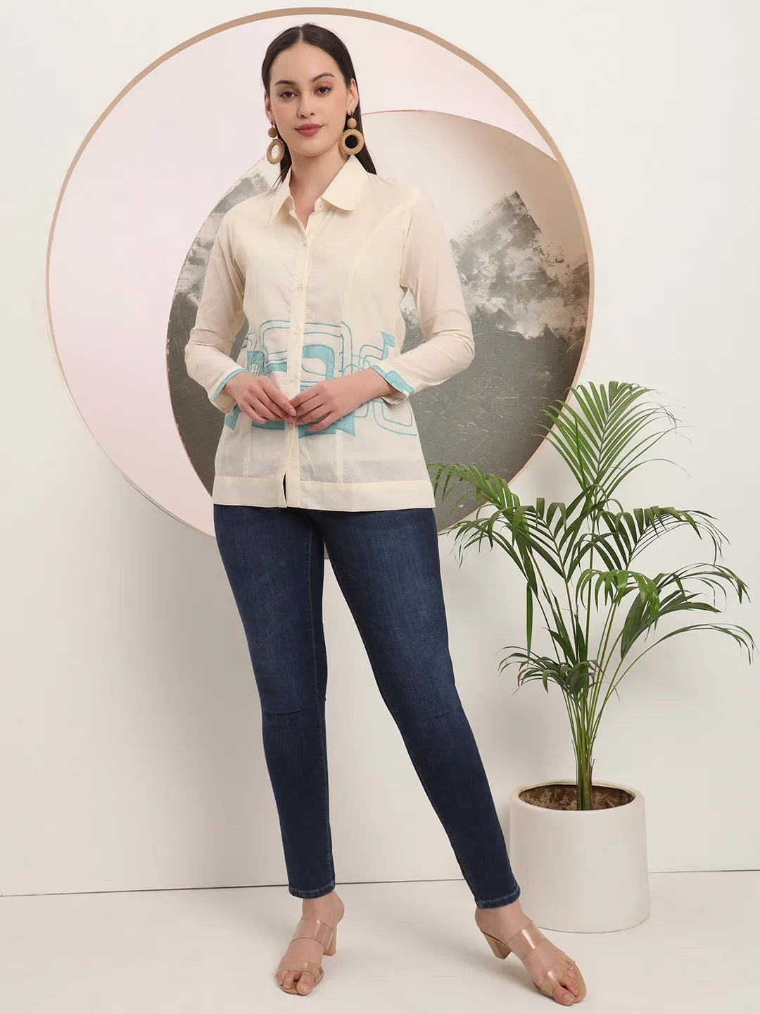 White Pure Cotton Top With Embroidery