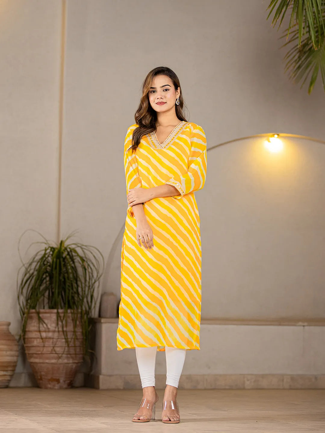 Yellow Georgette Lahiya Kurta